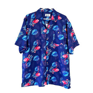 UZZI Amphibious Gear Men’s Size XL Pink Flamingo Button Down Short Sleeve Shirt